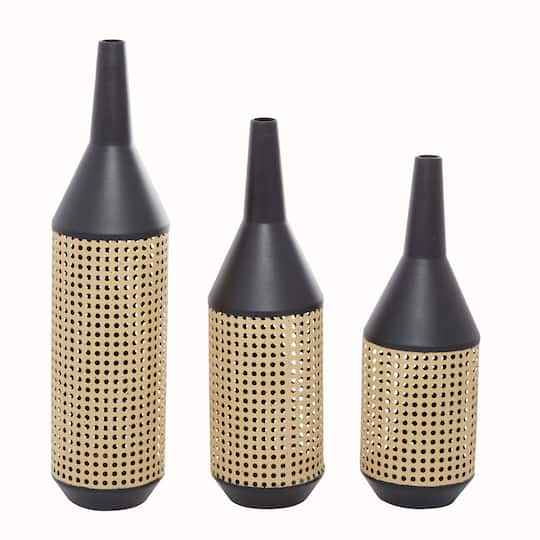 Set of 3 Brown Metal Contemporary Vase 24", 20", 18"